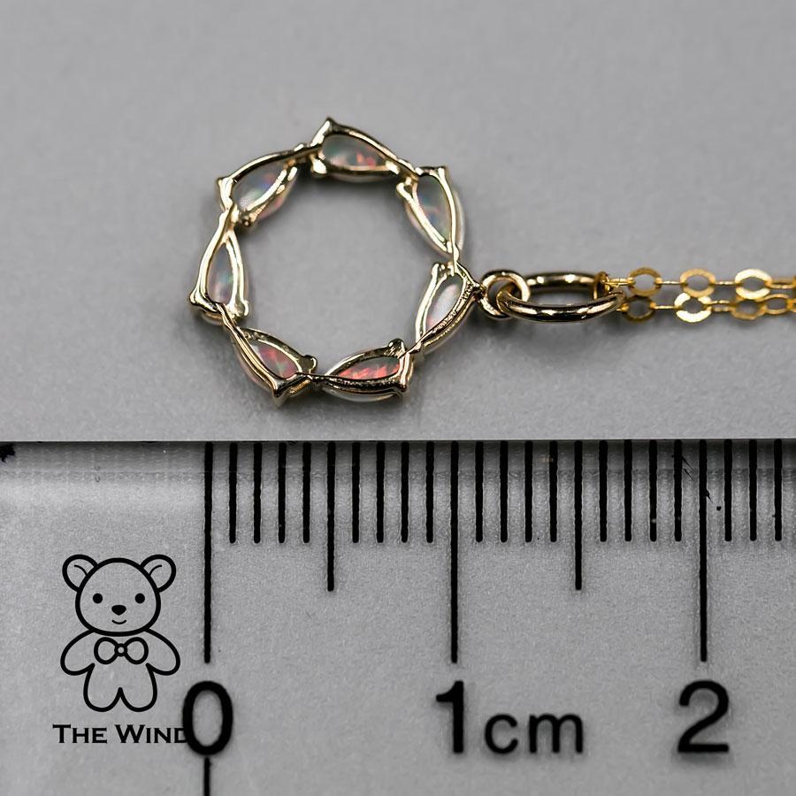 Femenino o masculino Eternidad Amor Cristal Australiano Ópalo Círculo Collar Colgante Oro Amarillo 14K en venta