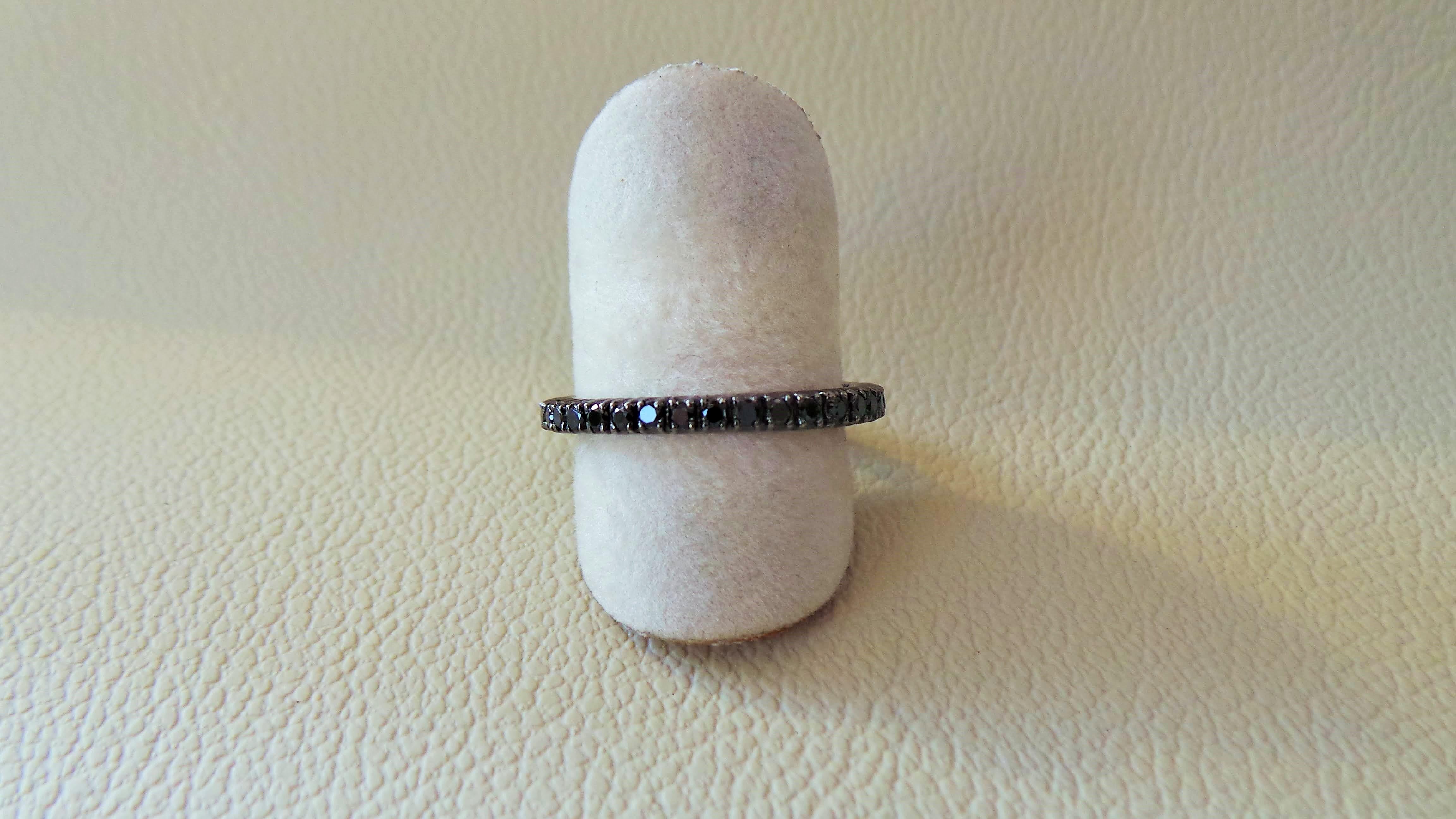 Contemporary Eternity Love Black Diamonds 0.54 K White Gold Black Rhodium Engagement Ring For Sale