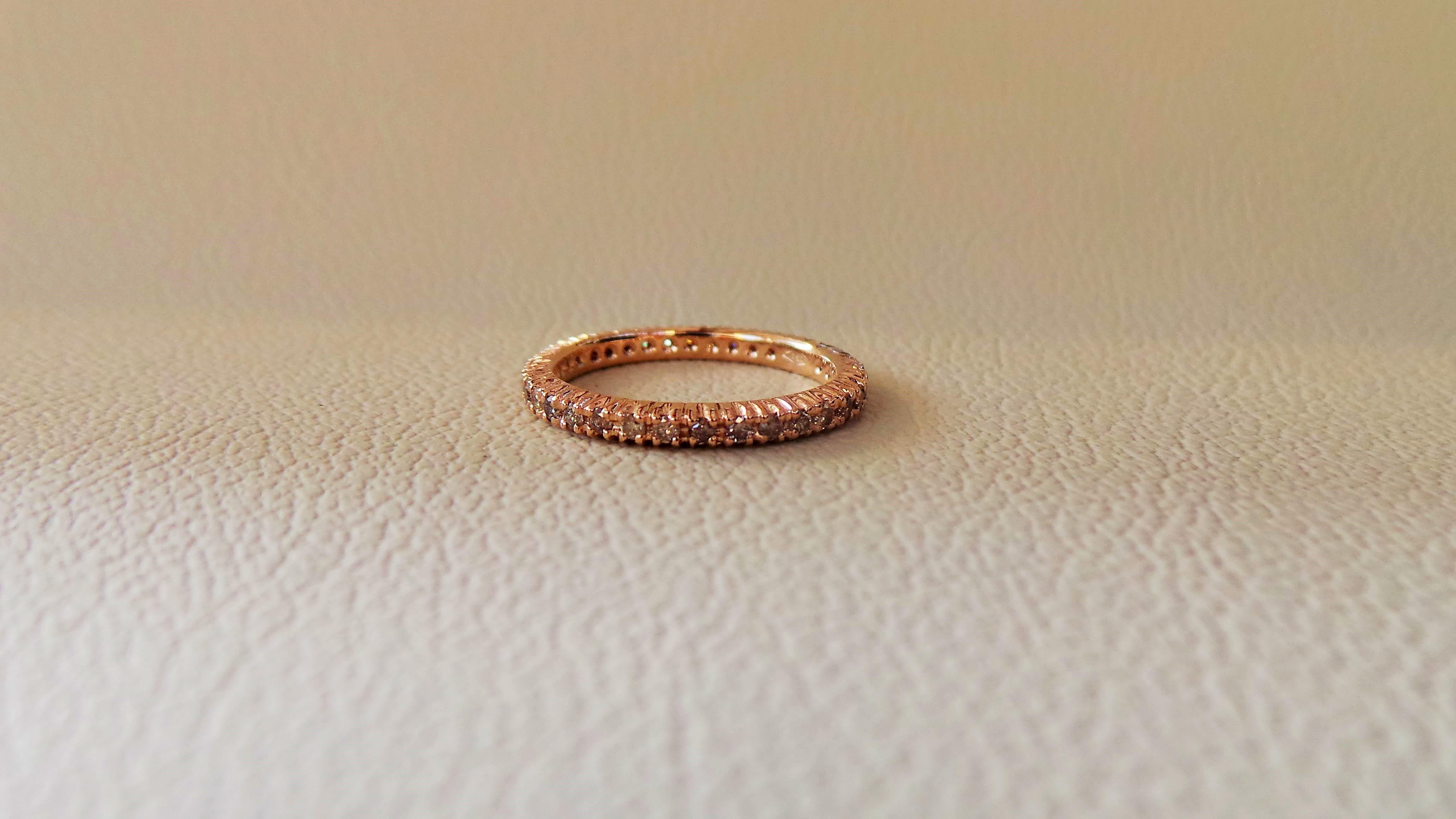 Contemporary Eternity Love Brown Diamonds 0.52 K Rose Gold Black Engagement Ring For Sale