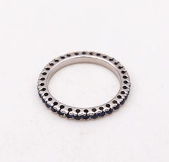 Eternity Modern Ring Band 18Kt White Gold With 1.08 Cts Of Ceylon Blue Sapphires