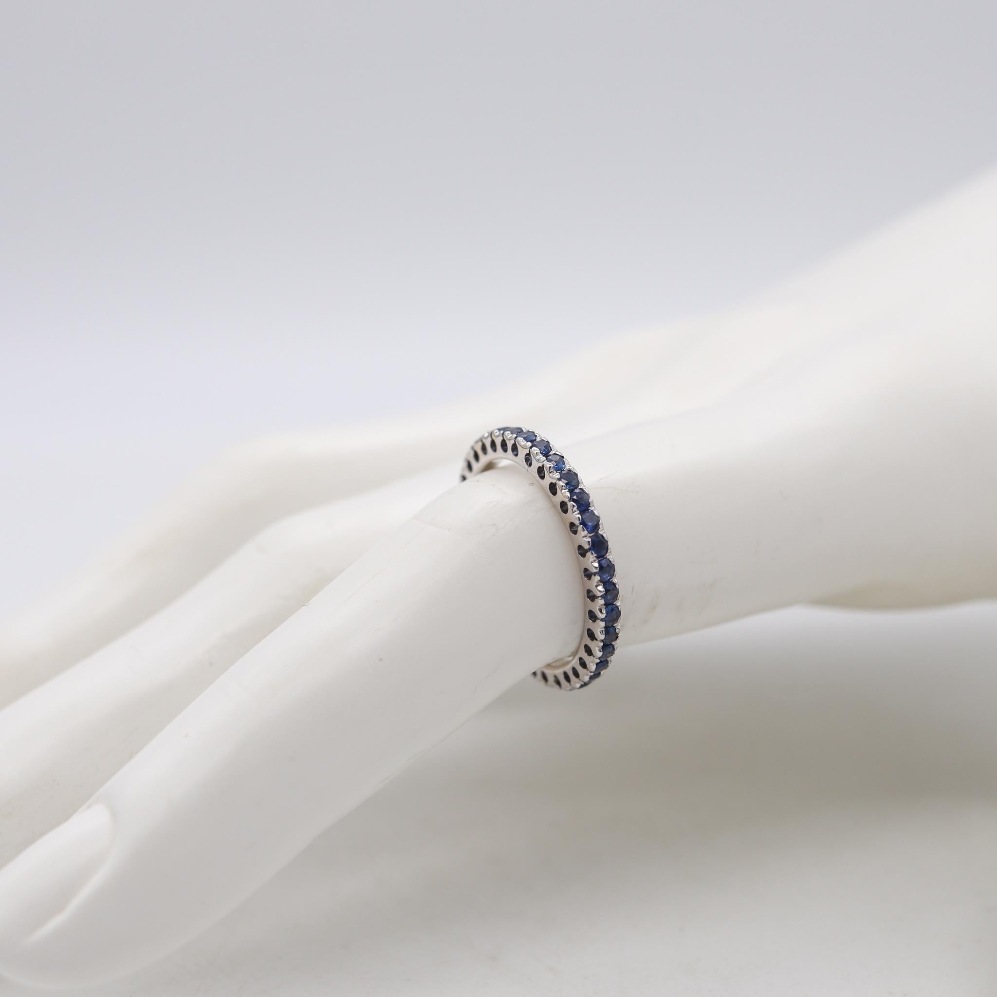 Eternity Modern Ring Band 18Kt White Gold With 1.08 Cts Of Ceylon Blue Sapphires For Sale 1