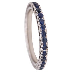 Eternity Modern Ring Band 18Kt White Gold With 1.08 Cts Of Ceylon Blue Sapphires