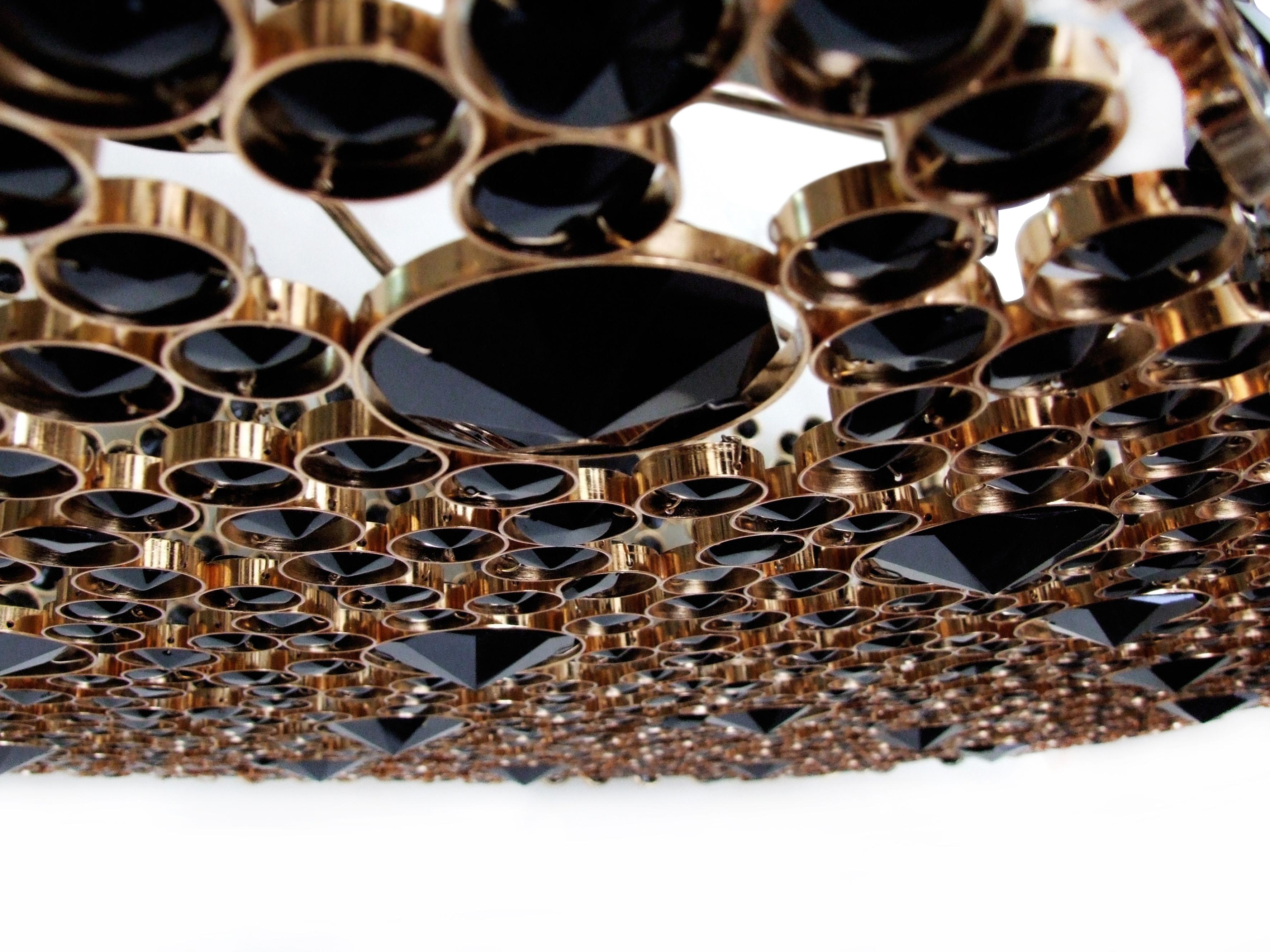 Portugais Lustre Eternity en verre noir ovale - En stock USA en vente