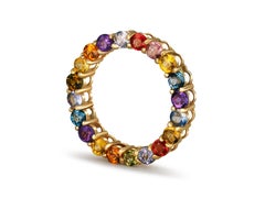 Eternity Pendant with Mulicolor Gemstones in 14k Gold