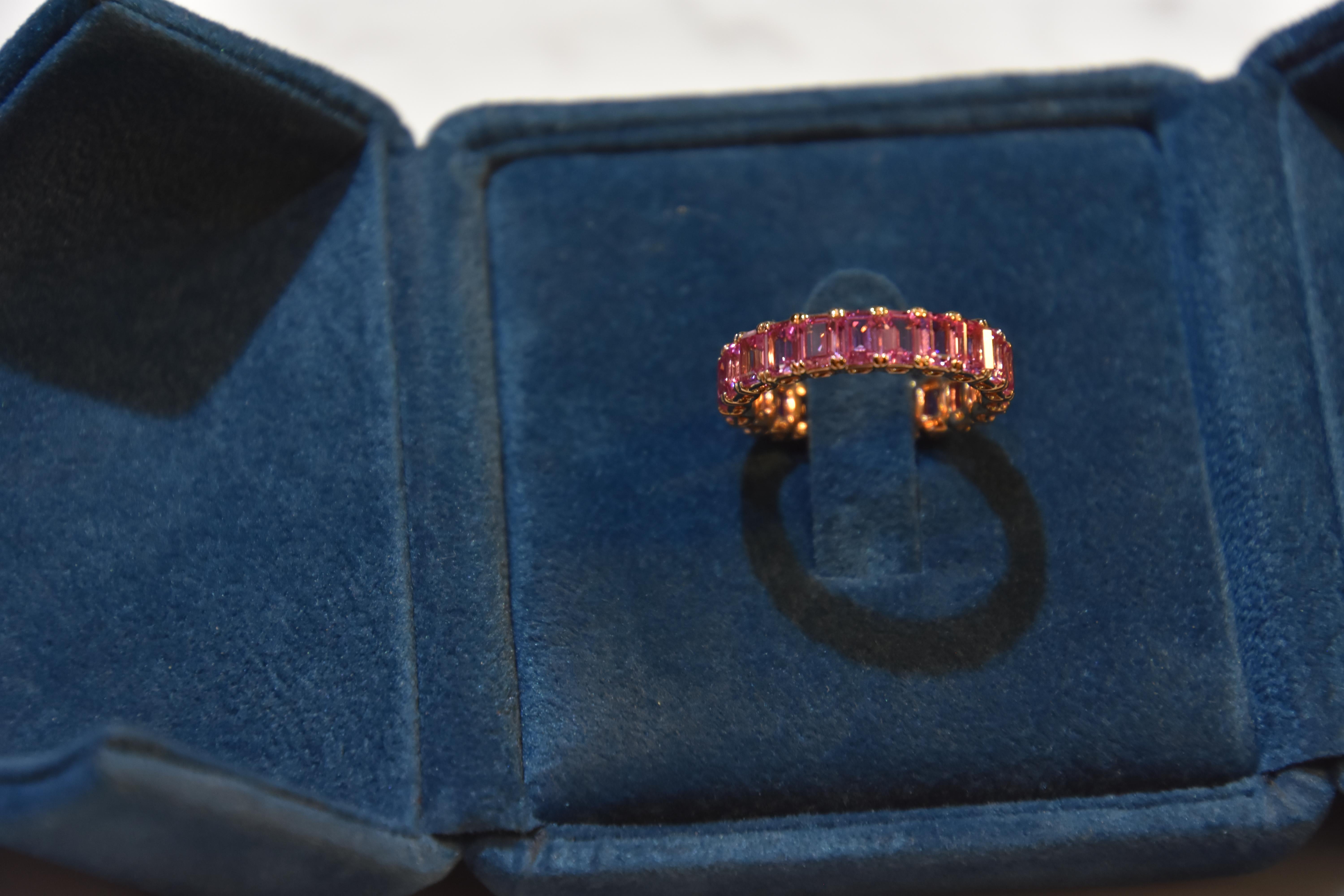 Contemporary KAHN Eternity Pink Sapphire Ring in Rose/ Red Gold - ORDER only  For Sale