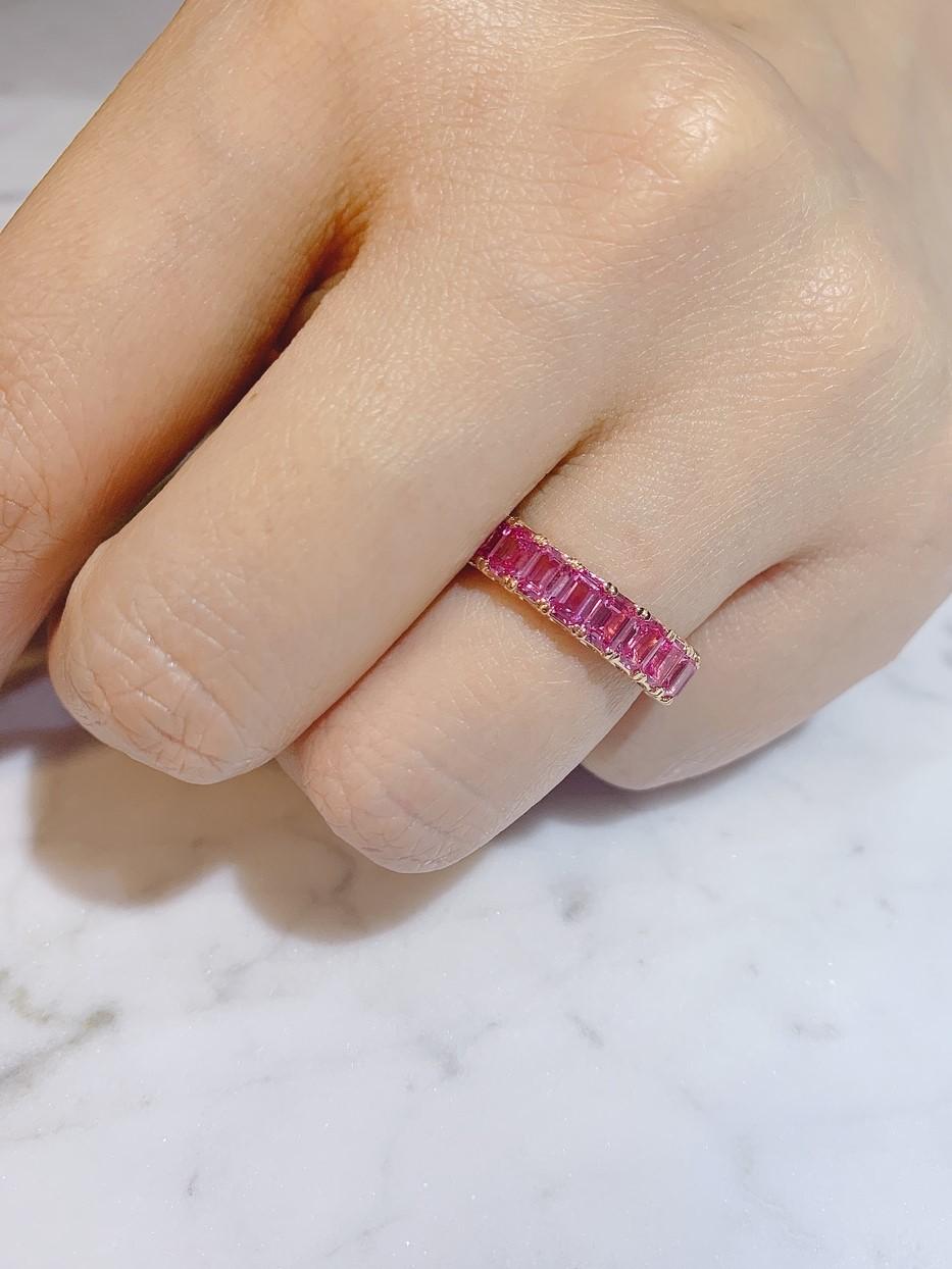 KAHN Eternity Pink Sapphire Ring in Rose/ Red Gold - ORDER only  In New Condition For Sale In Tsim Sha Tsui, HK