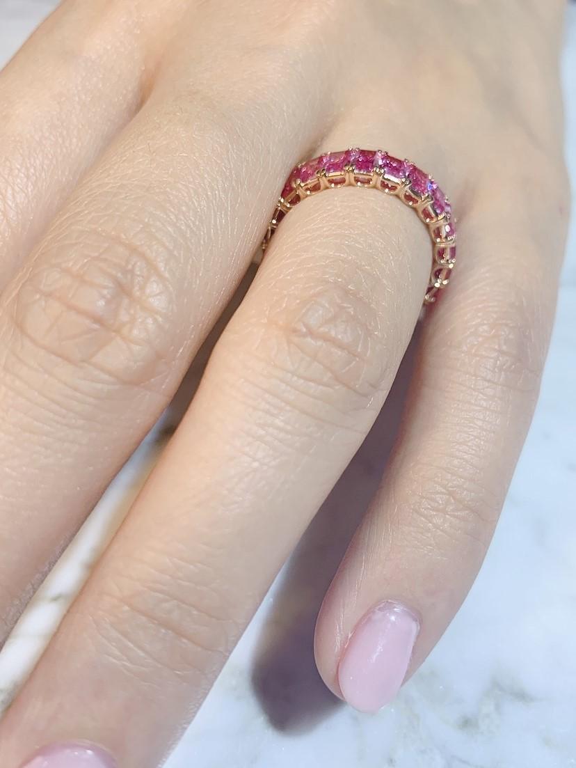 KAHN Eternity Pink Sapphire Ring in Rose/ Red Gold - ORDER only  For Sale 1