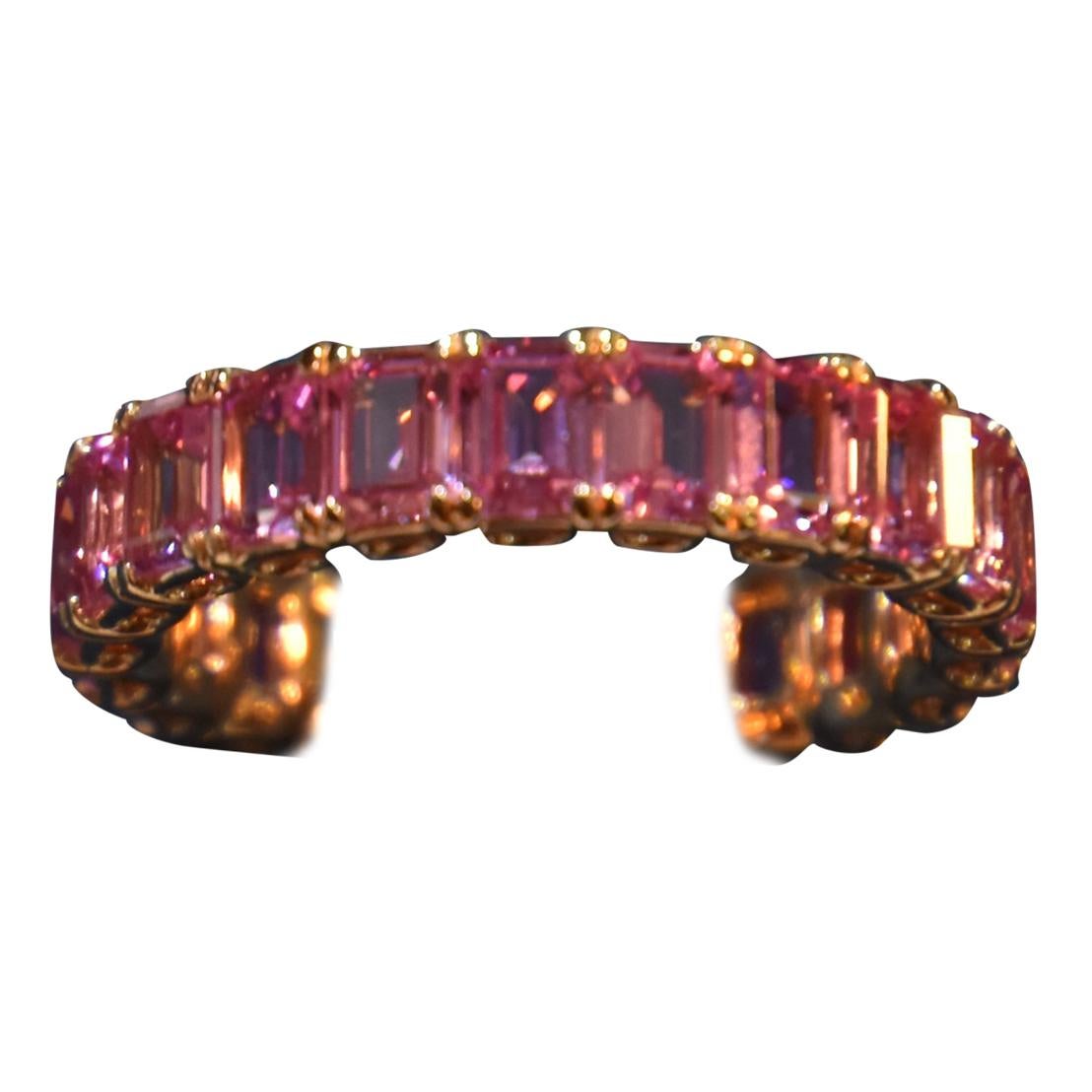 KAHN Eternity Pink Sapphire Ring in Rose/ Red Gold - ORDER only  For Sale