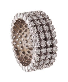 Eternity Quadruple Ring in 18kt White Gold with 3 Ctw of Brilliant Cut Diamonds