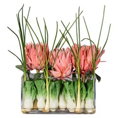 Vase Rectangulaire Eternité Arrangement de Protea:: Fleurs:: Italie