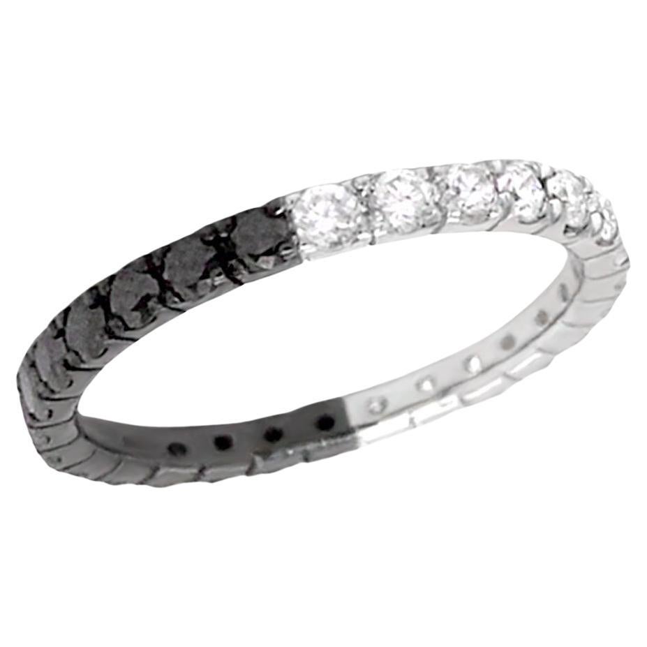 Eternity Ring 18kt Gold Black & White Diamonds For Sale