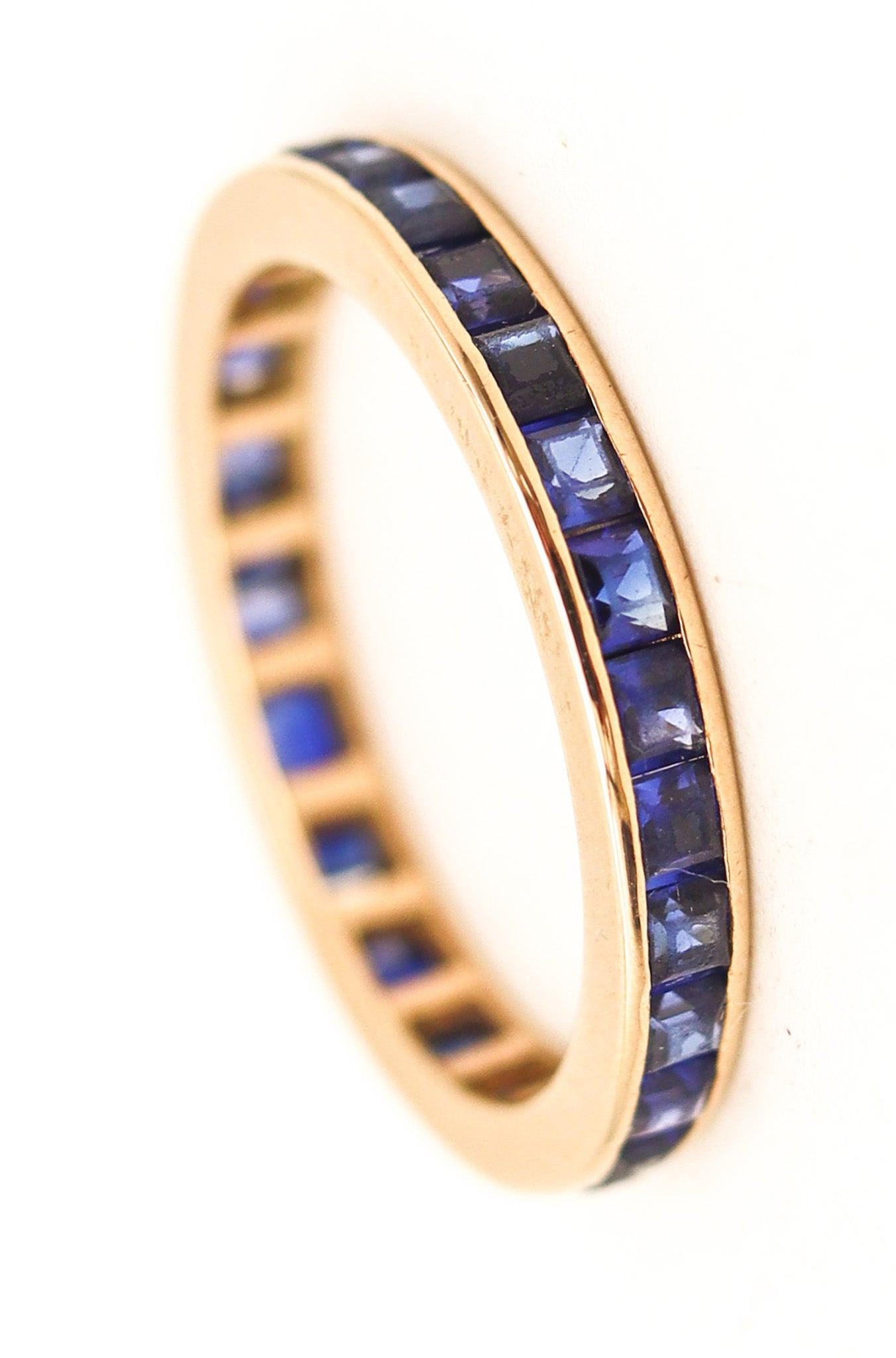 ETERNITY Ring Band In 14 Kt Yellow Gold With 1.96 Ctw In Vivid Blue Sapphires For Sale 1