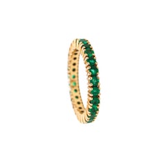 Eternity Ring Band in 14Kt Yellow Gold with 1.62 Carats of Colombian Emeralds