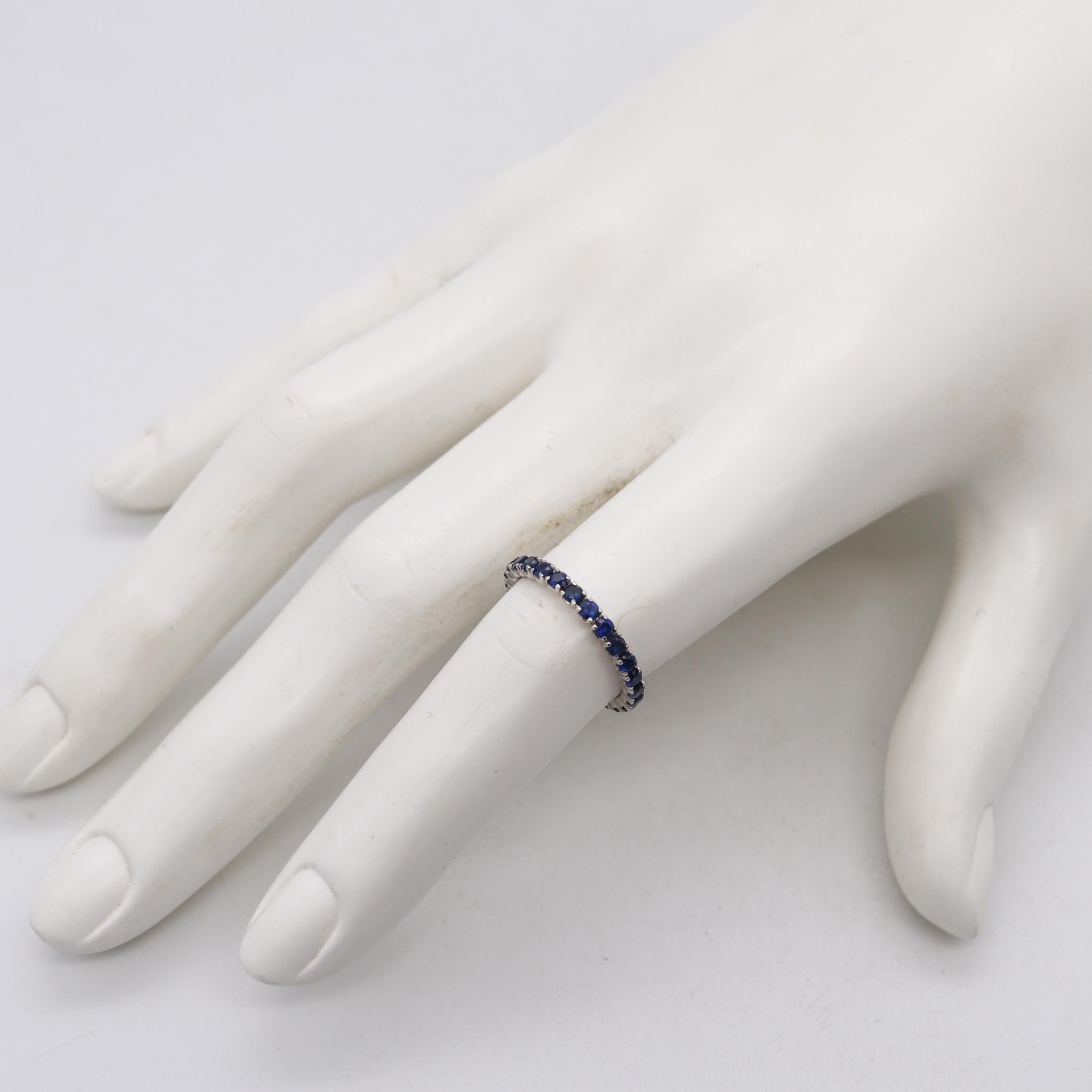 Women's or Men's Eternity Ring Band in 18Kt White Gold with 1.25 Carats in Ceylon Blue Sapphires For Sale