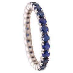 Eternity Ring Band in 18Kt White Gold with 1.25 Carats in Ceylon Blue Sapphires