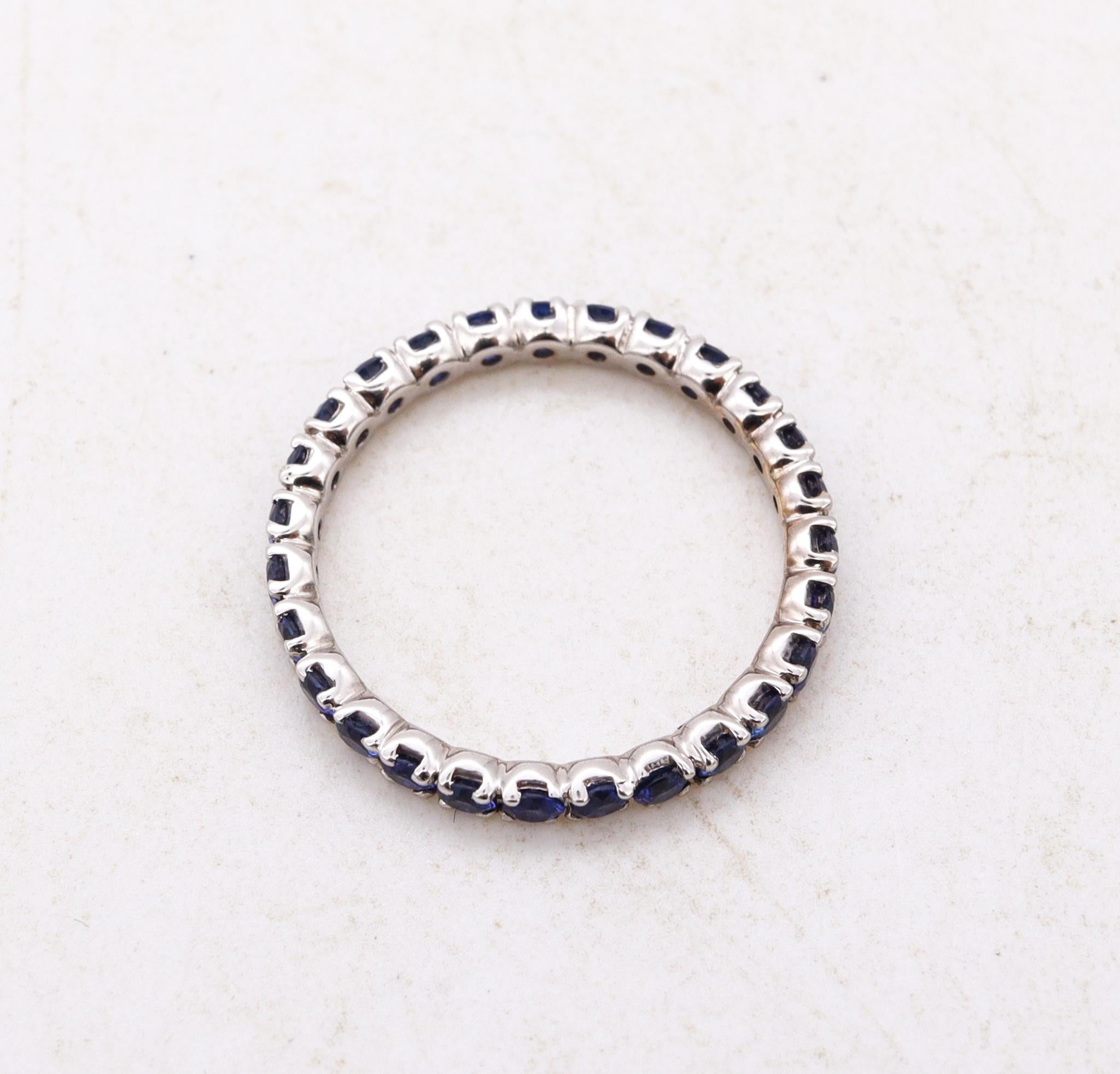 Eternity Ring Band in 18kt White Gold with 1.35 Cts in Ceylon Blue Sapphires For Sale 1