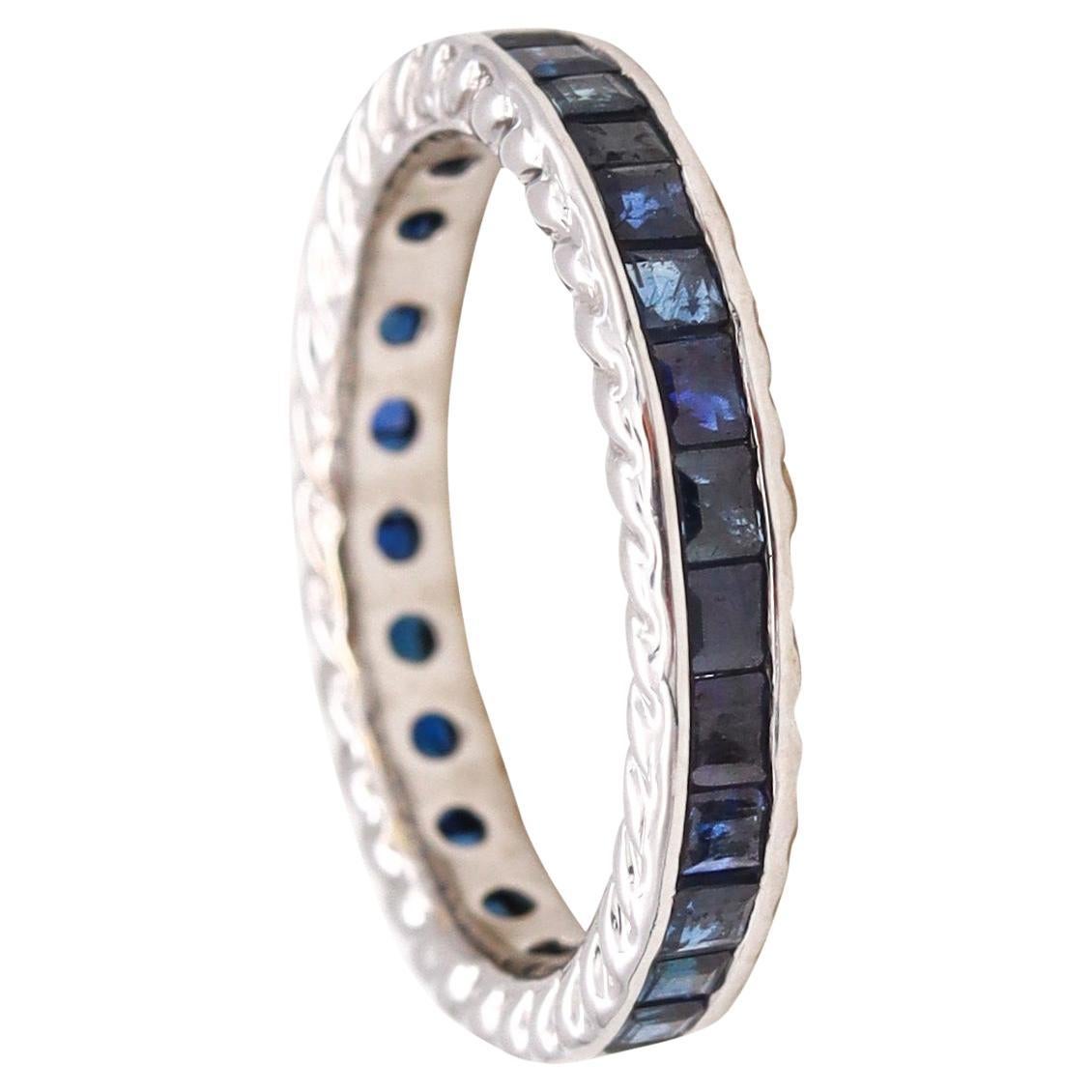 Eternity Ring Band in 18kt White Gold with 1.62 Carats in Blue Sapphires For Sale