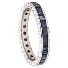Eternity Ring Band in 18kt White Gold with 1.62 Carats in Blue Sapphires