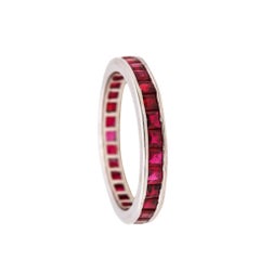 Eternity Ring Band in 18Kt White Gold with 1.82 Carats in Burmese Red Rubies