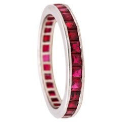 Eternity Ring Band In 18Kt White Gold With 2.02 Carats In Burmese Red Rubies