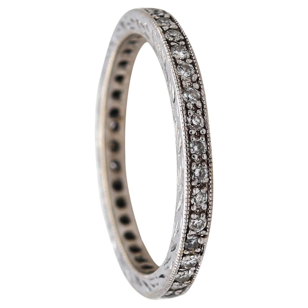 Eternity Ring Band in 18kt White Gold with 38 Round Diamonds For Sale