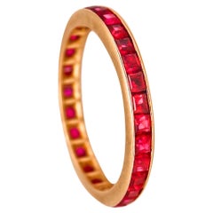 french cut eternity band Eternity Ring Band in 18kt Yellow Gold with 1.80 Ctw in Vivid Red Rubies