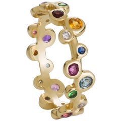 Eternity Ring in 14ky with Colored Gemstones and Diamonds