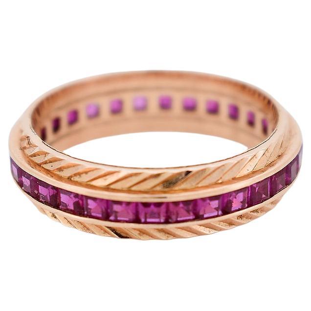 Eternity Ring in 18 Carat Gold and Synthetic Rubies
