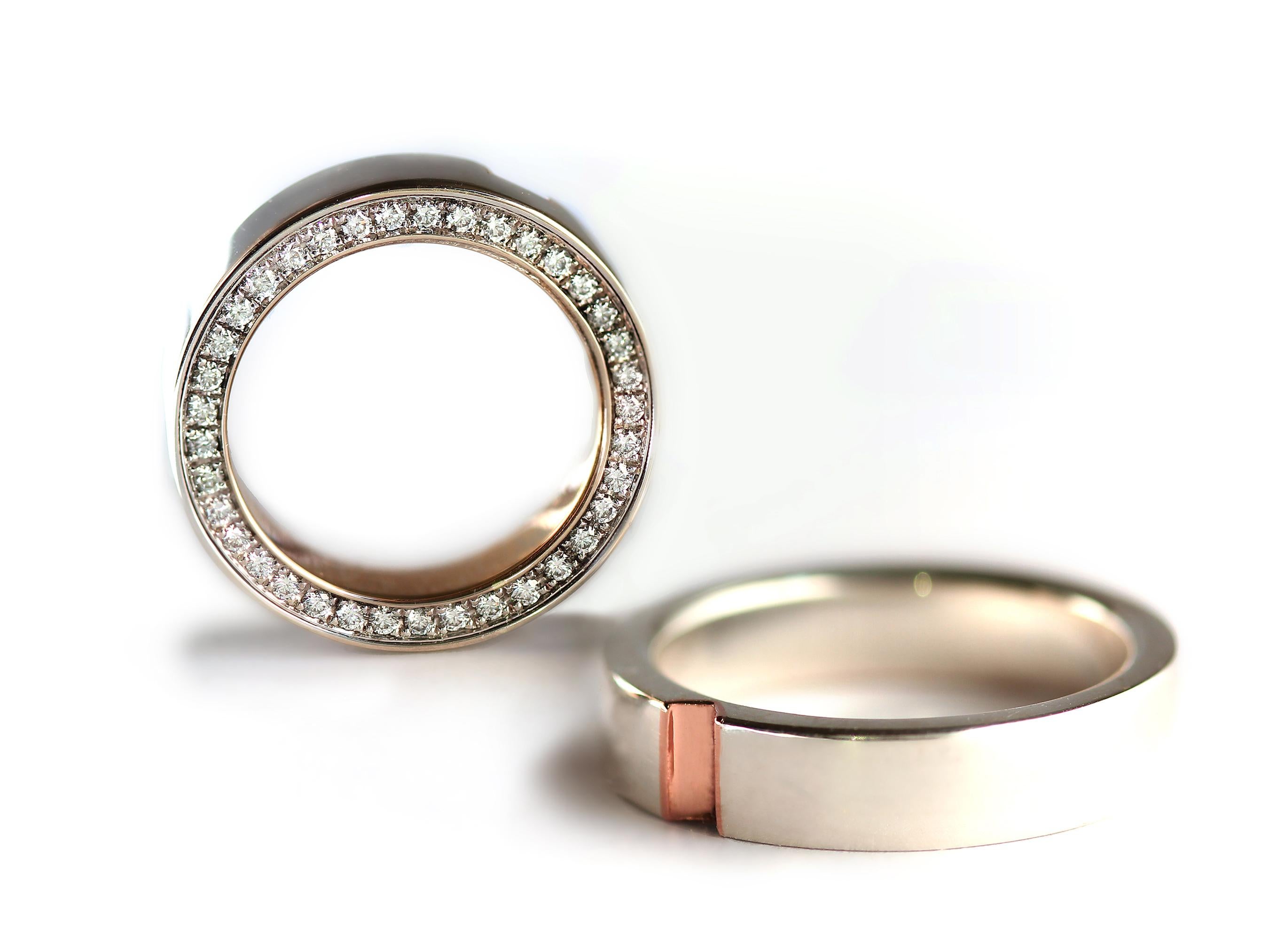 For Sale:  Eternity Ring Set, Diamond Wedding Band, Promise Rings For Couples, Pave Diamond 4