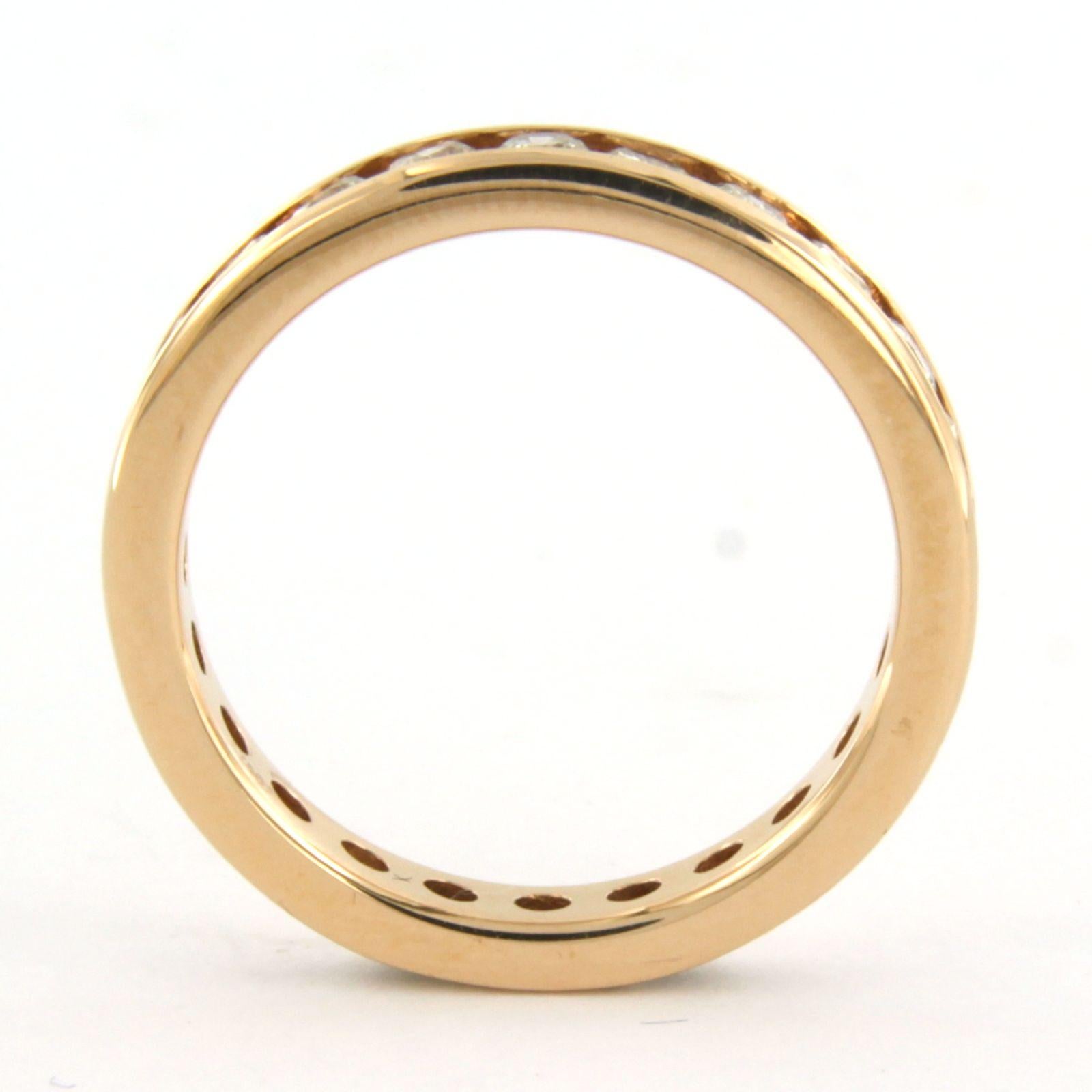 Modern Eternity ring set with brilliant cut diamonds up to 1.26ct 18k pink gold For Sale