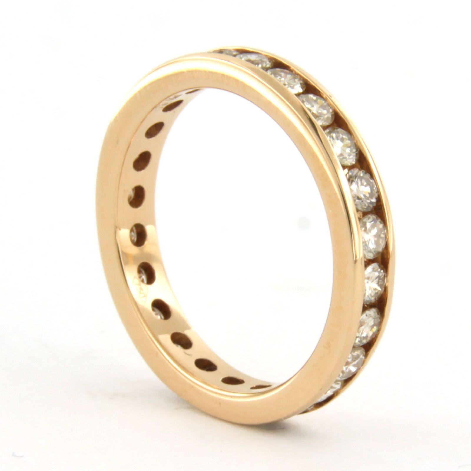 Brilliant Cut Eternity ring set with brilliant cut diamonds up to 1.26ct 18k pink gold For Sale