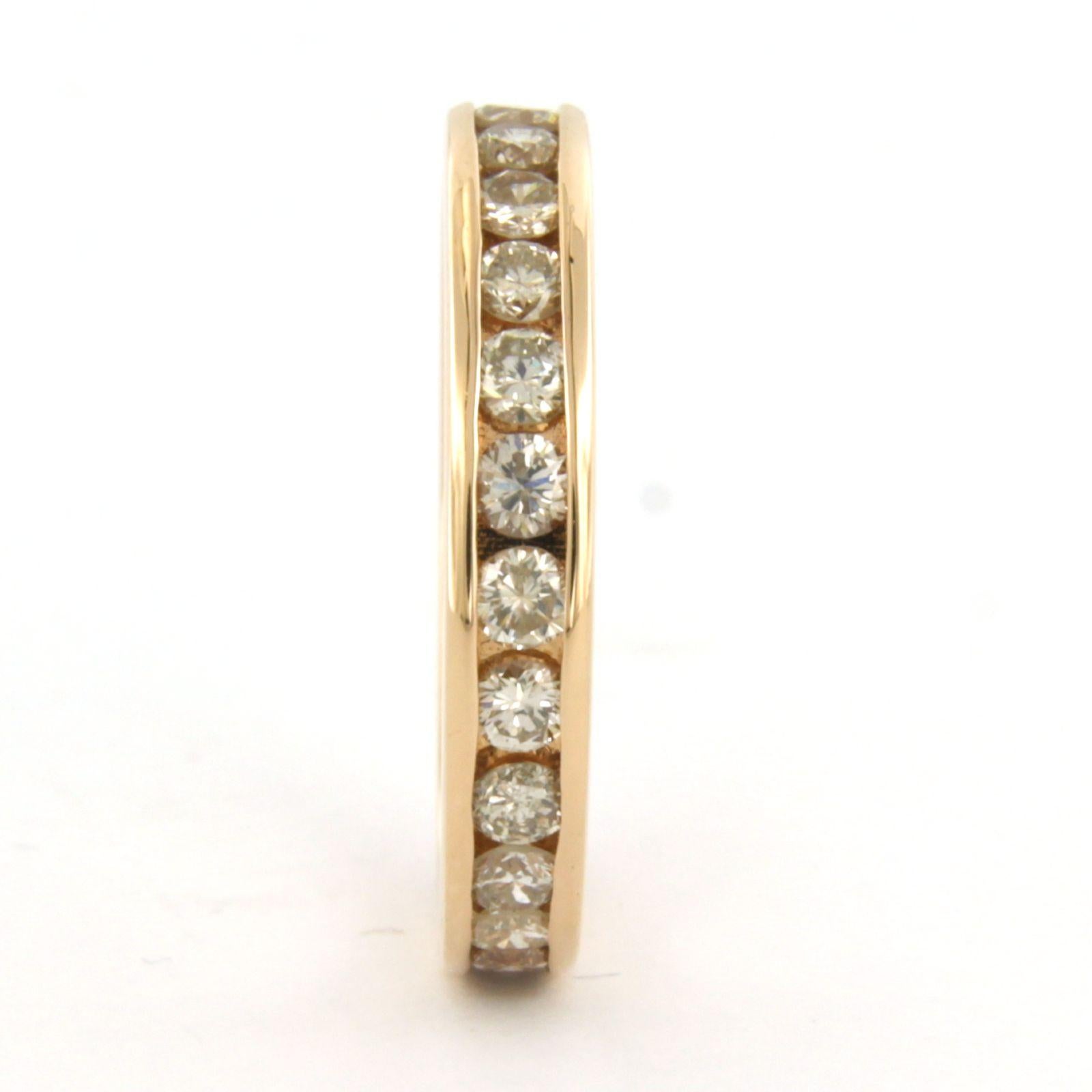 Eternity ring set with brilliant cut diamonds up to 1.26ct 18k pink gold In New Condition For Sale In The Hague, ZH