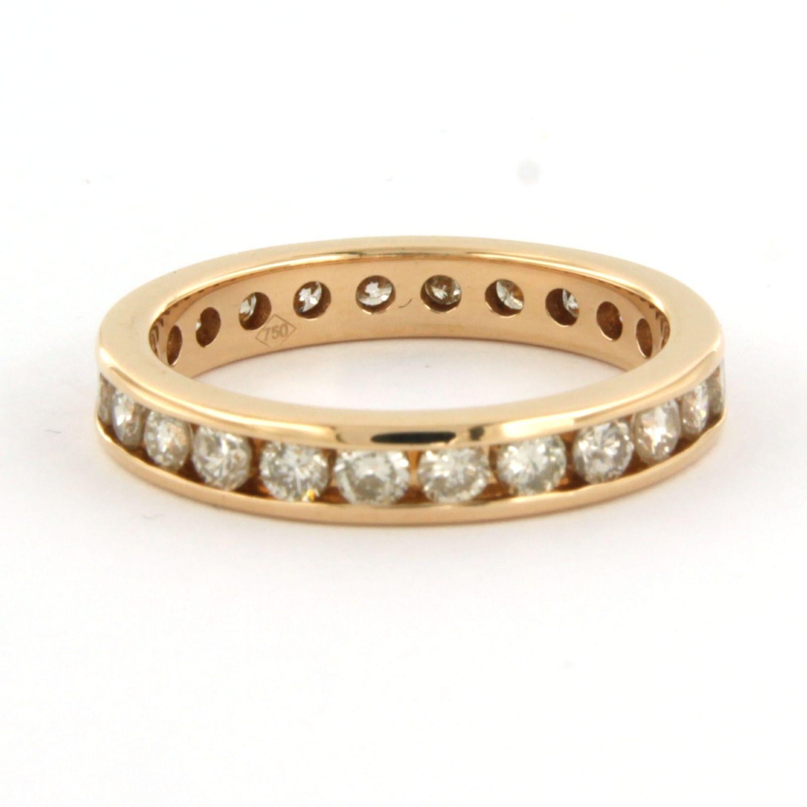 Women's Eternity ring set with brilliant cut diamonds up to 1.26ct 18k pink gold For Sale