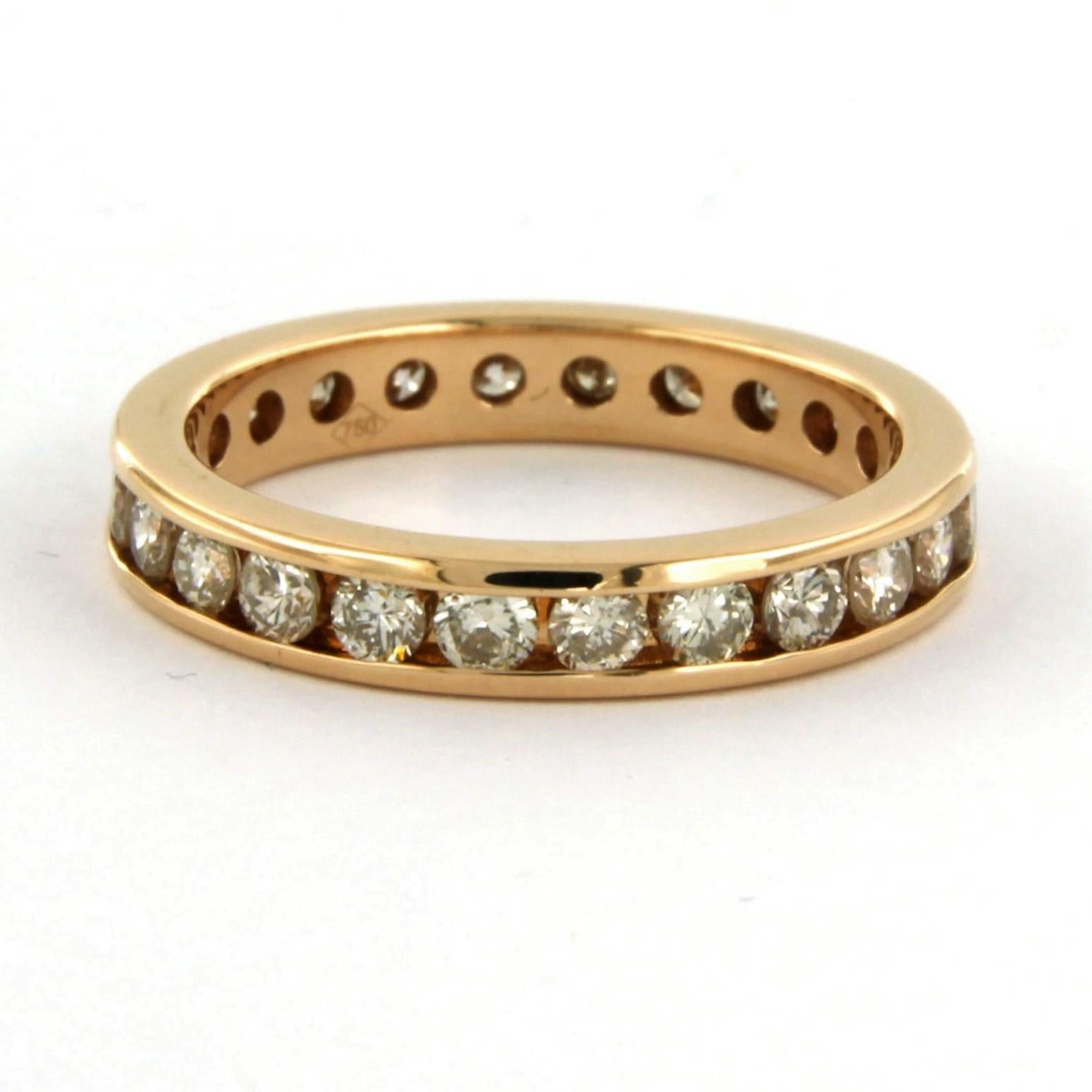 Eternity ring set with brilliant cut diamonds up to 1.26ct 18k pink gold For Sale 1