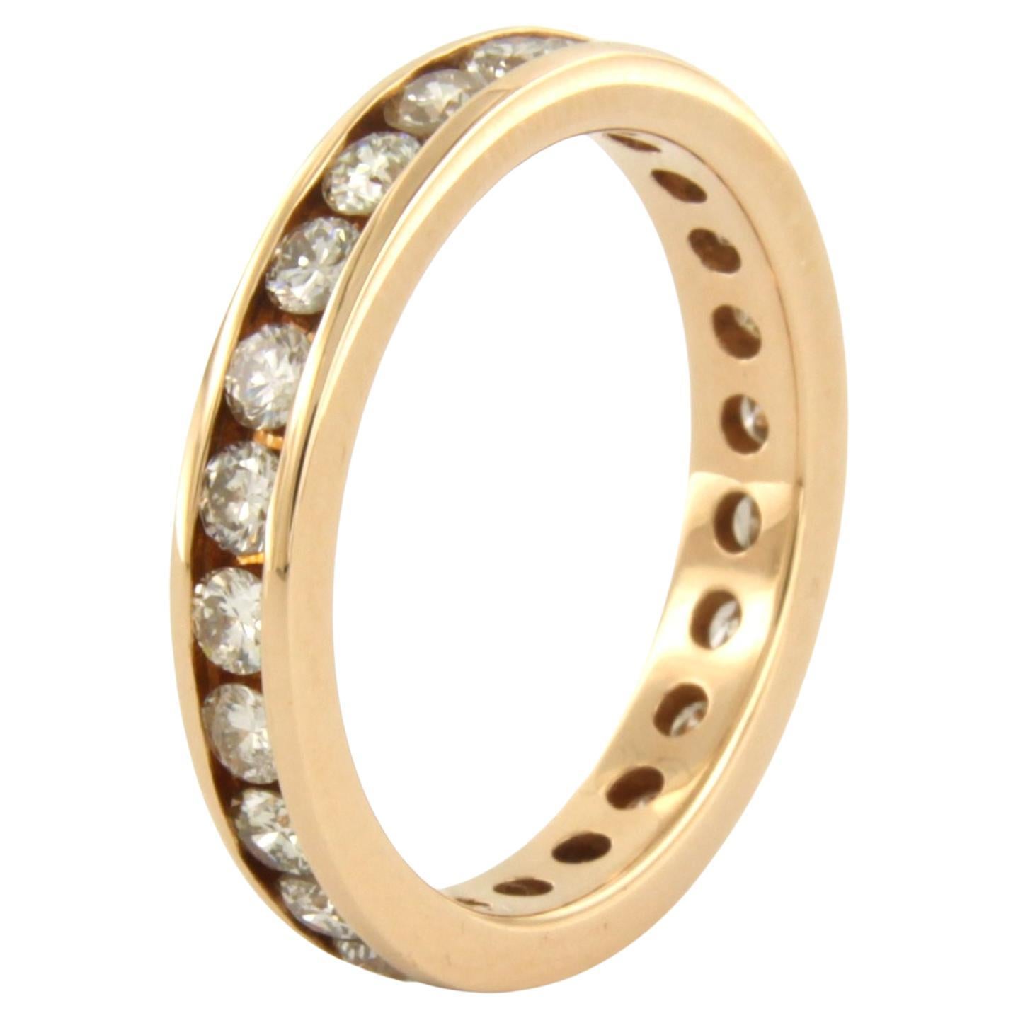 Eternity ring set with brilliant cut diamonds up to 1.26ct 18k pink gold For Sale
