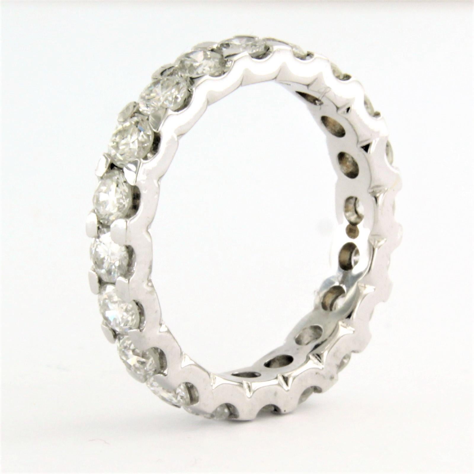 Modern Eternity ring set with diamonds 14k white gold For Sale