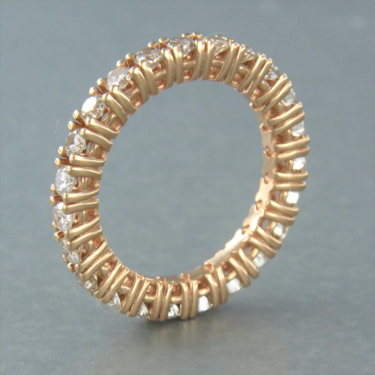Brilliant Cut Eternity ring set with diamonds 18k pink gold For Sale