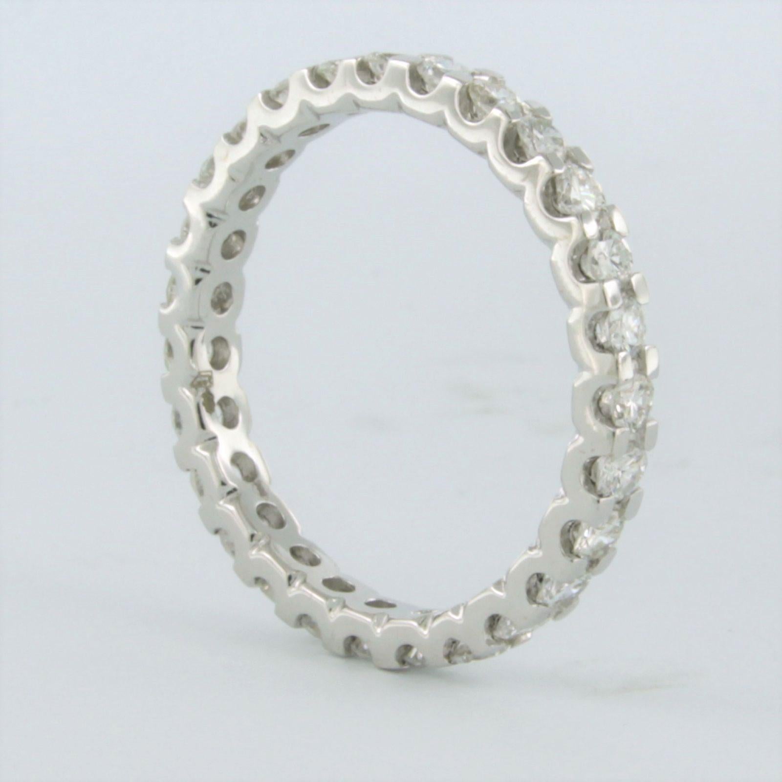 Modern Eternity ring set with diamonds up to 1.40ct 14k white gold For Sale