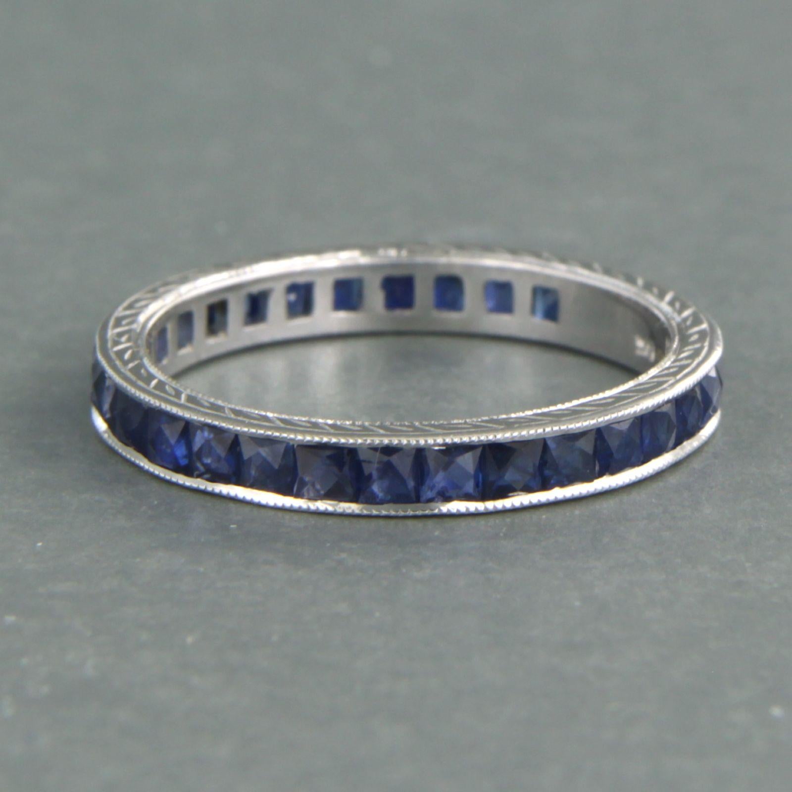 Women's Eternity ring set with sapphire up to 1.50ct. 14k white gold For Sale