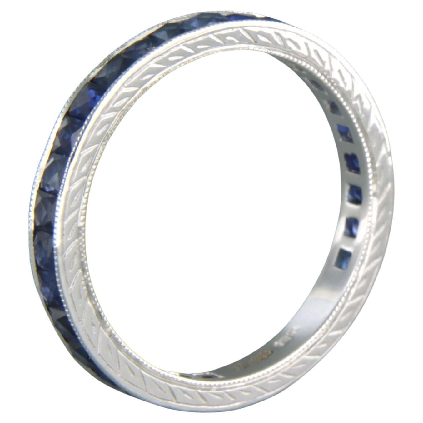 Eternity ring set with sapphire up to 1.50ct. 14k white gold For Sale