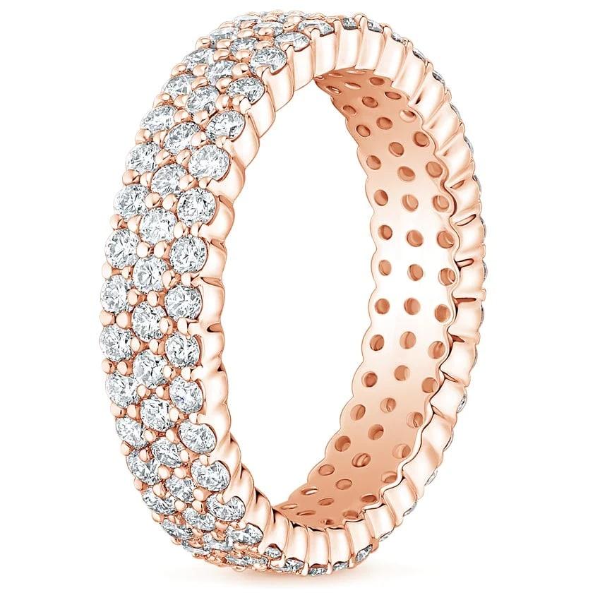 For Sale:  Eternity Triple Row 14K Gold Diamond Band Ring 3