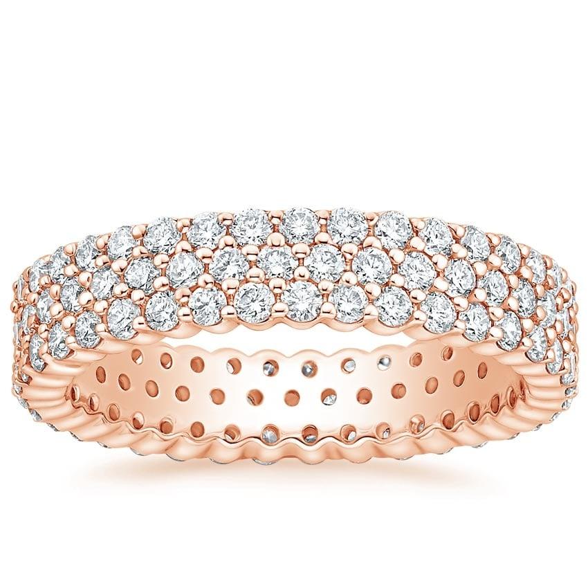 For Sale:  Eternity Triple Row 14K Gold Diamond Band Ring 4