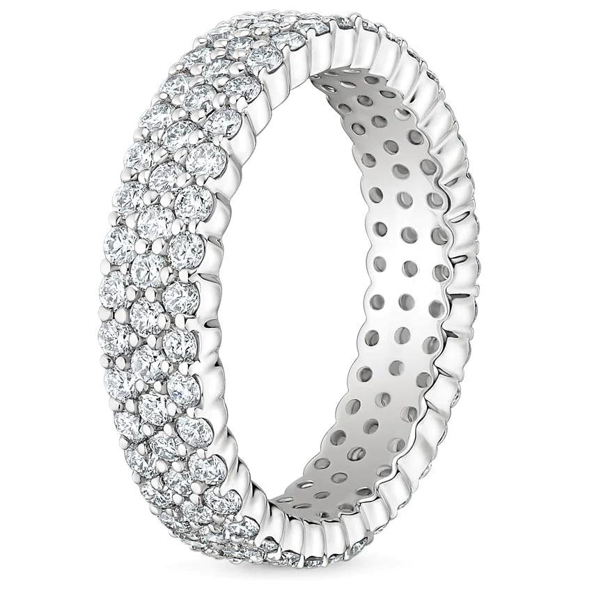 For Sale:  Eternity Triple Row 14K Gold Diamond Band Ring 5