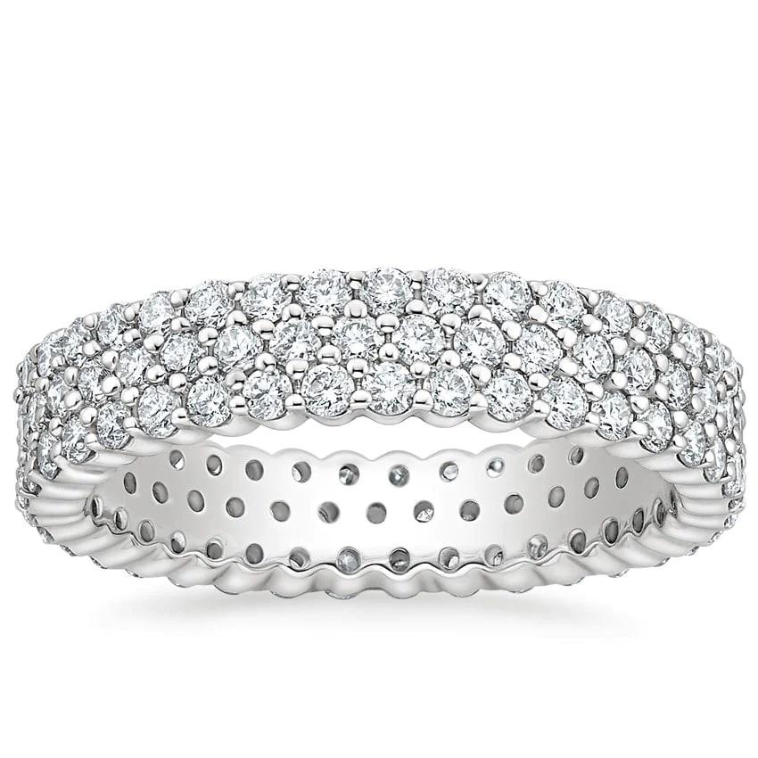 For Sale:  Eternity Triple Row 14K Gold Diamond Band Ring 6