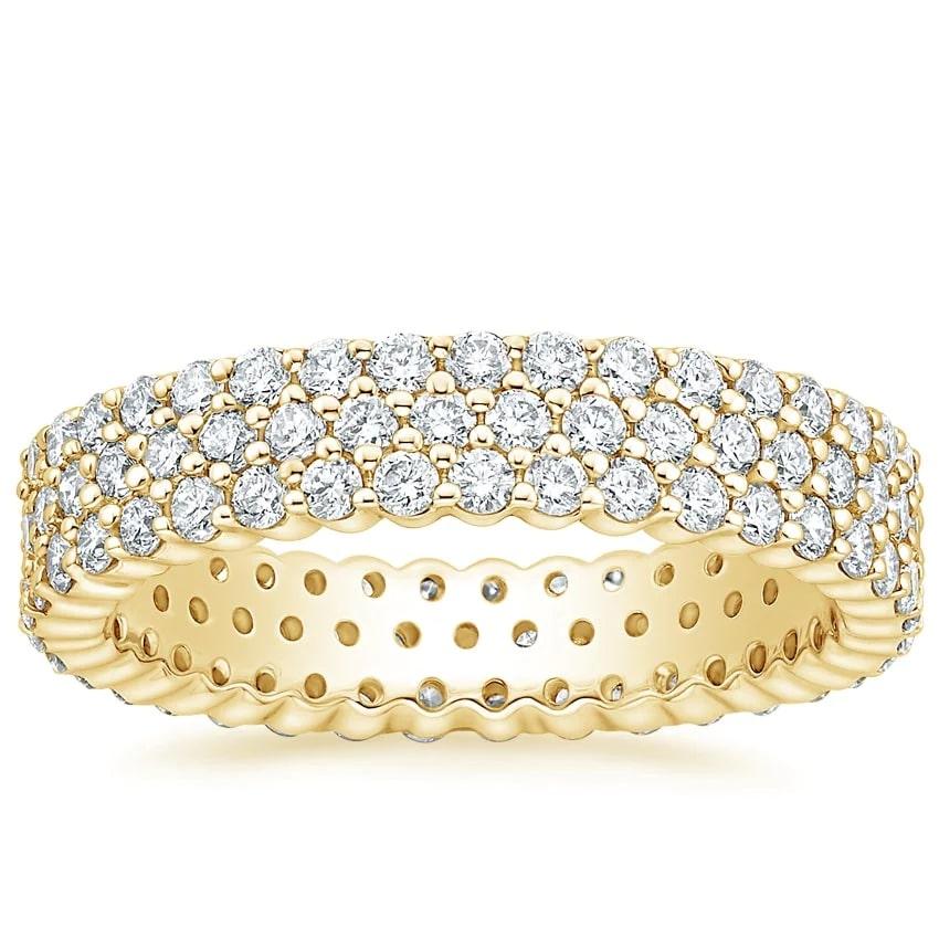 For Sale:  Eternity Triple Row 14K Gold Diamond Band Ring 7