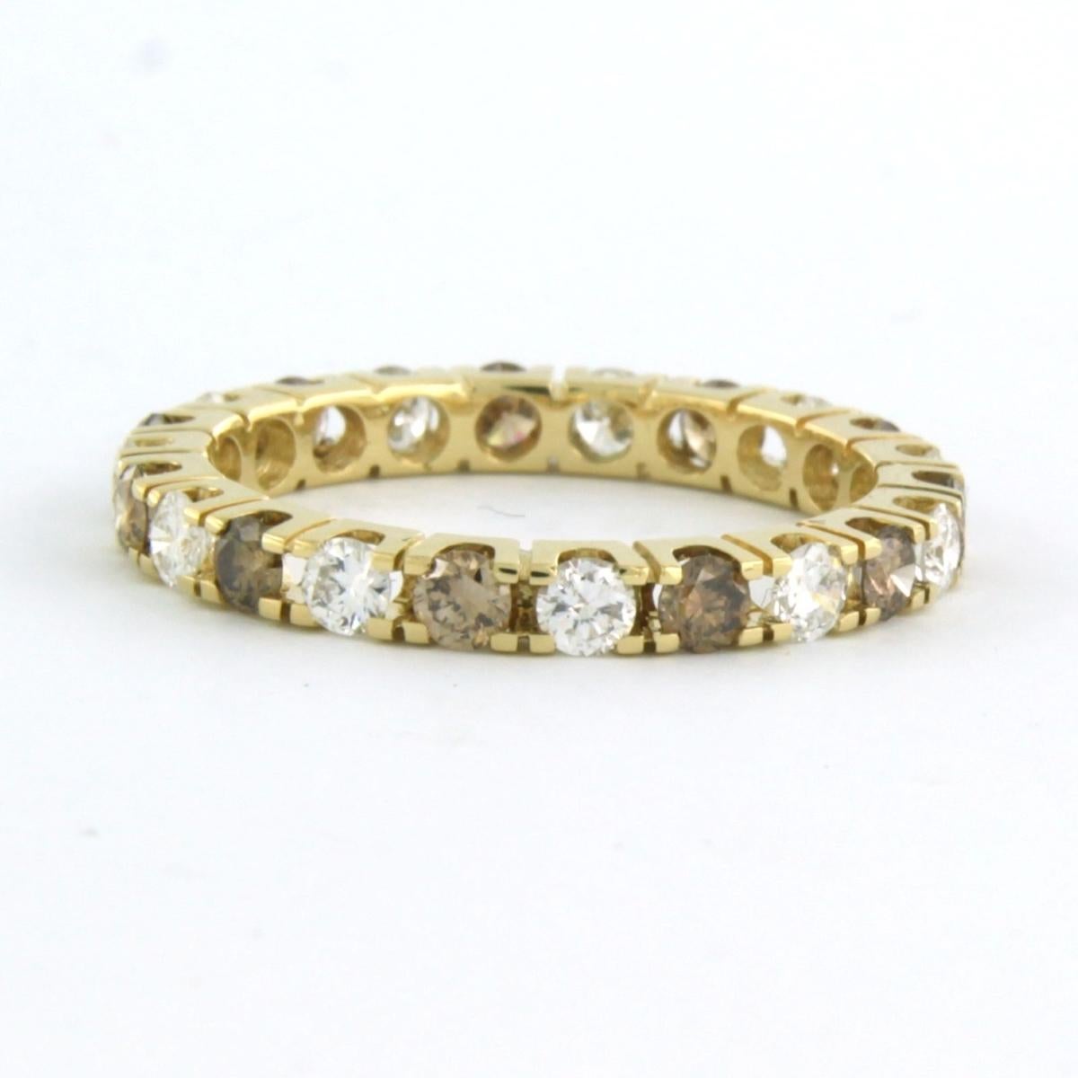 Brilliant Cut Eternity ring with brilliant cut diamonds up to 1.34ct 18k yellow gold 2.4 grams For Sale