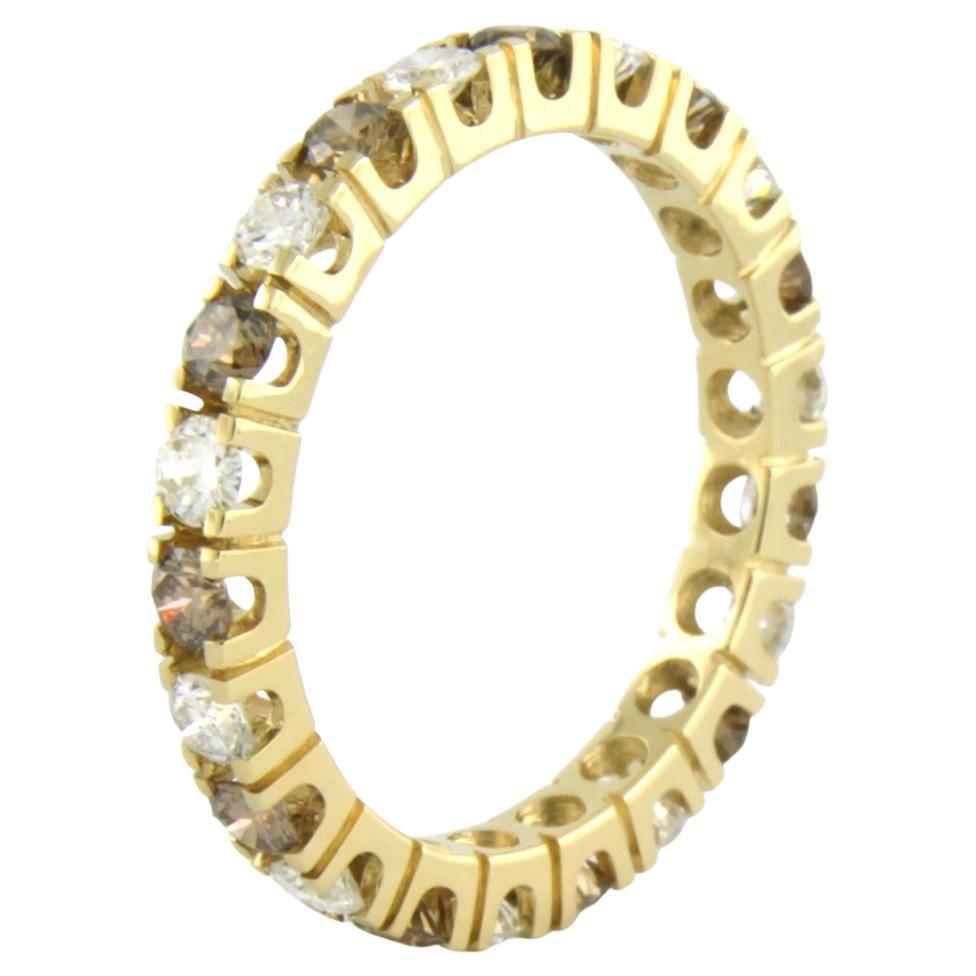 Eternity ring with brilliant cut diamonds up to 1.34ct 18k yellow gold 2.4 grams For Sale