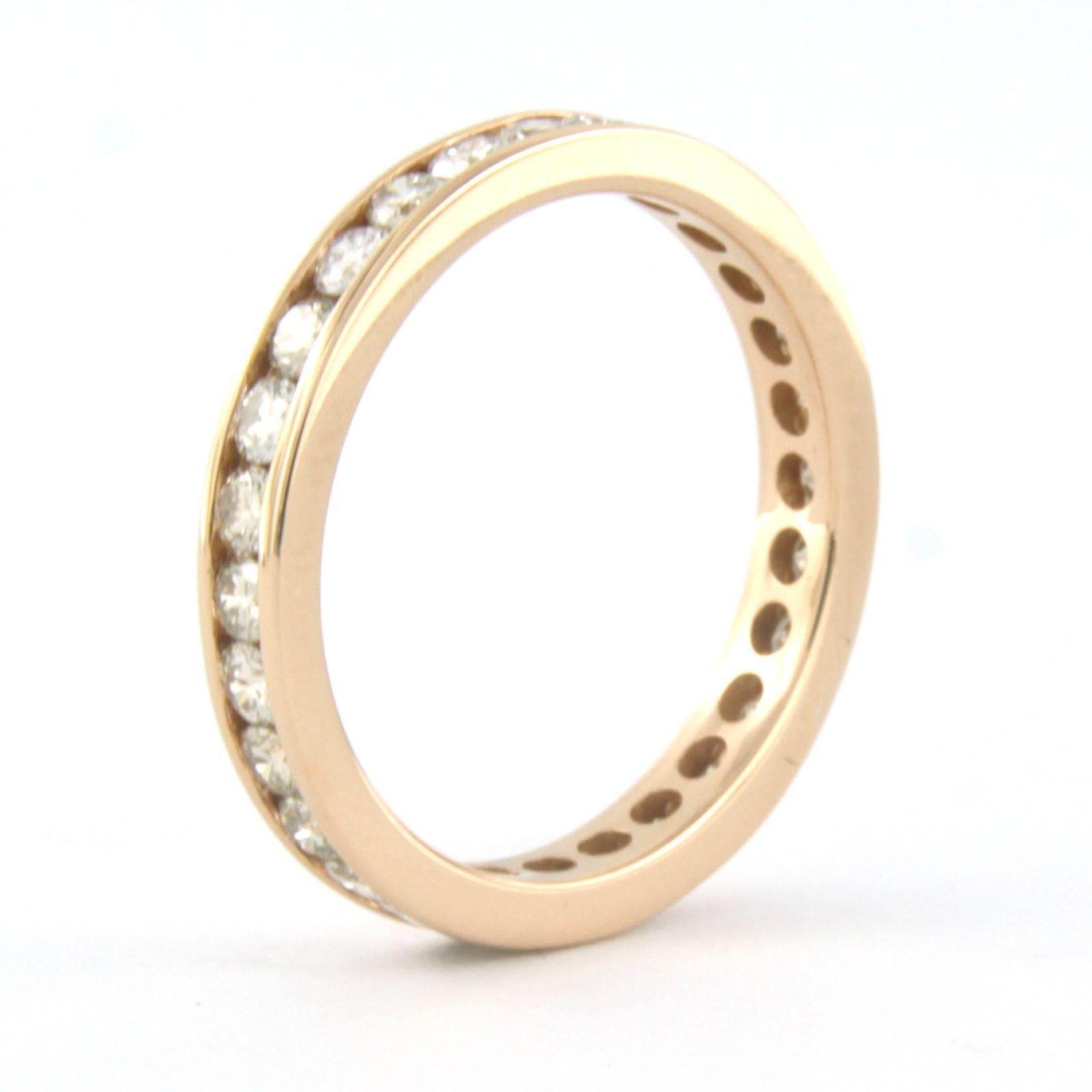 Bague éternité avec diamants taille brillant jusqu'à 1,50ct Or rose 18k 2,5 grammes en vente 1