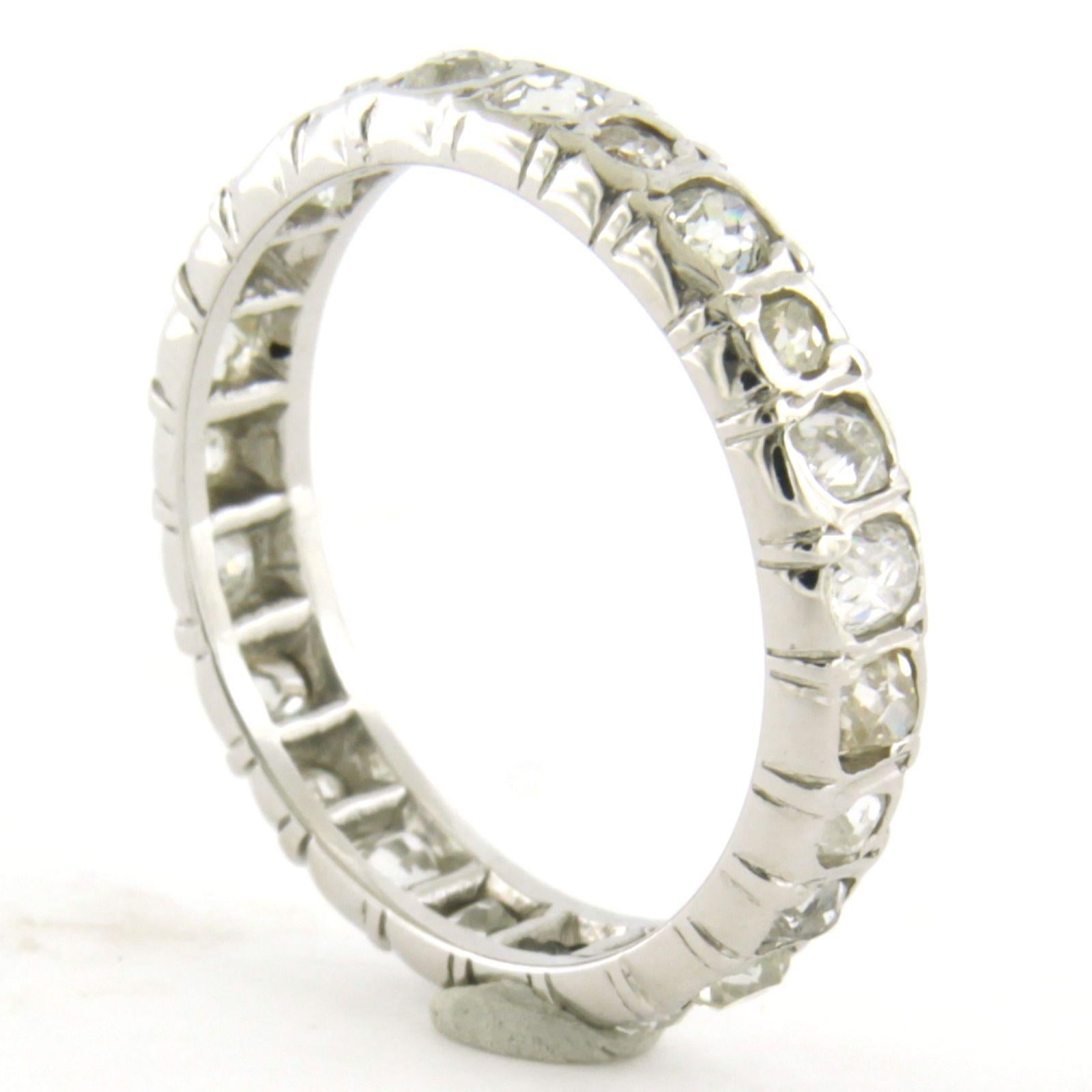 Women's Eternity ring with old mine cut diamonds up to 1.40ct 18k gold For Sale