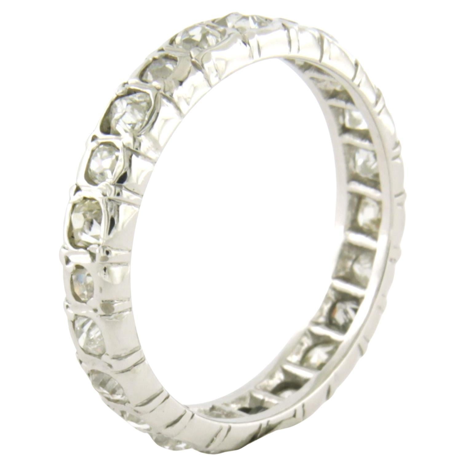 Eternity ring with old mine cut diamonds up to 1.40ct 18k gold For Sale